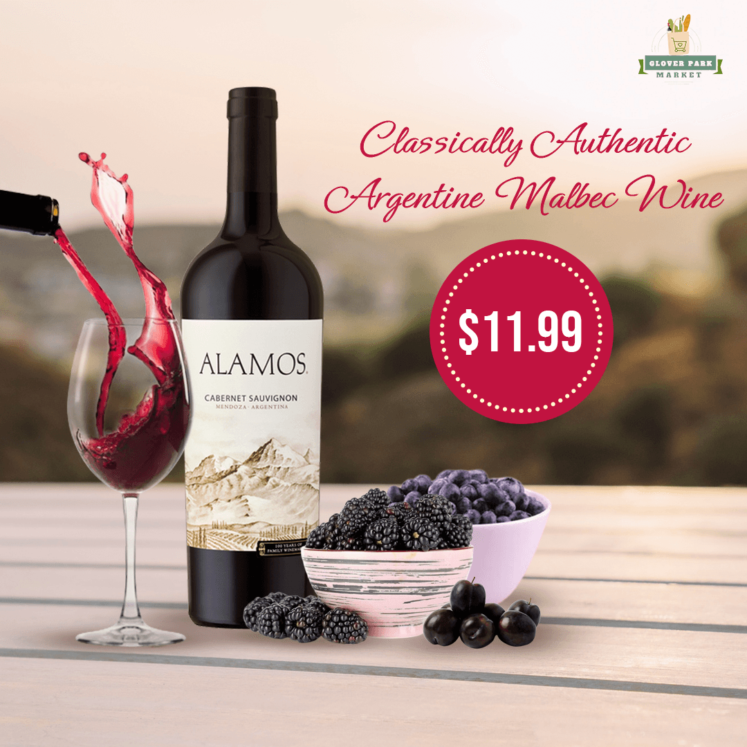 Promotional graphic for Alamos wine.
