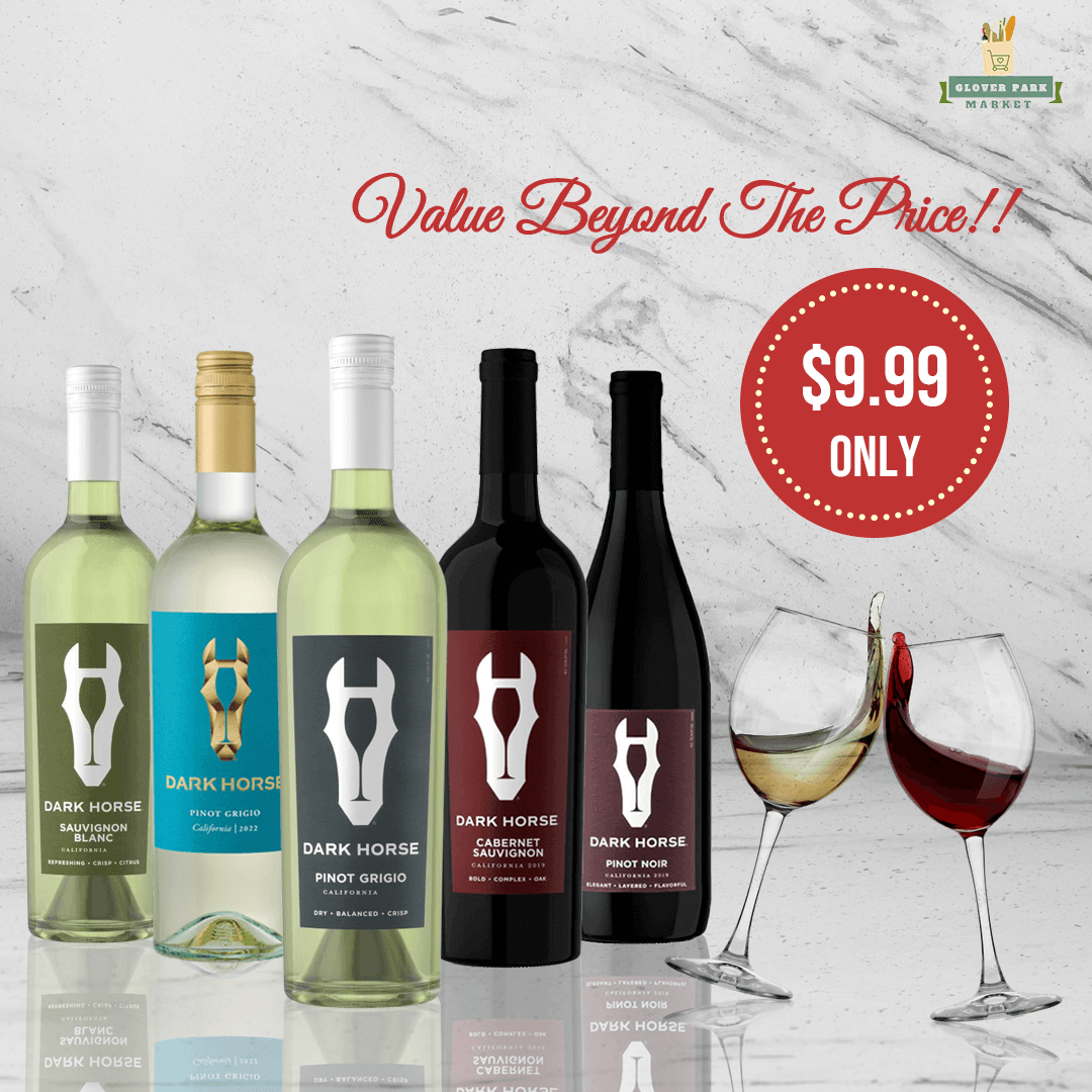 Promotional graphic for Dark Horse wine.