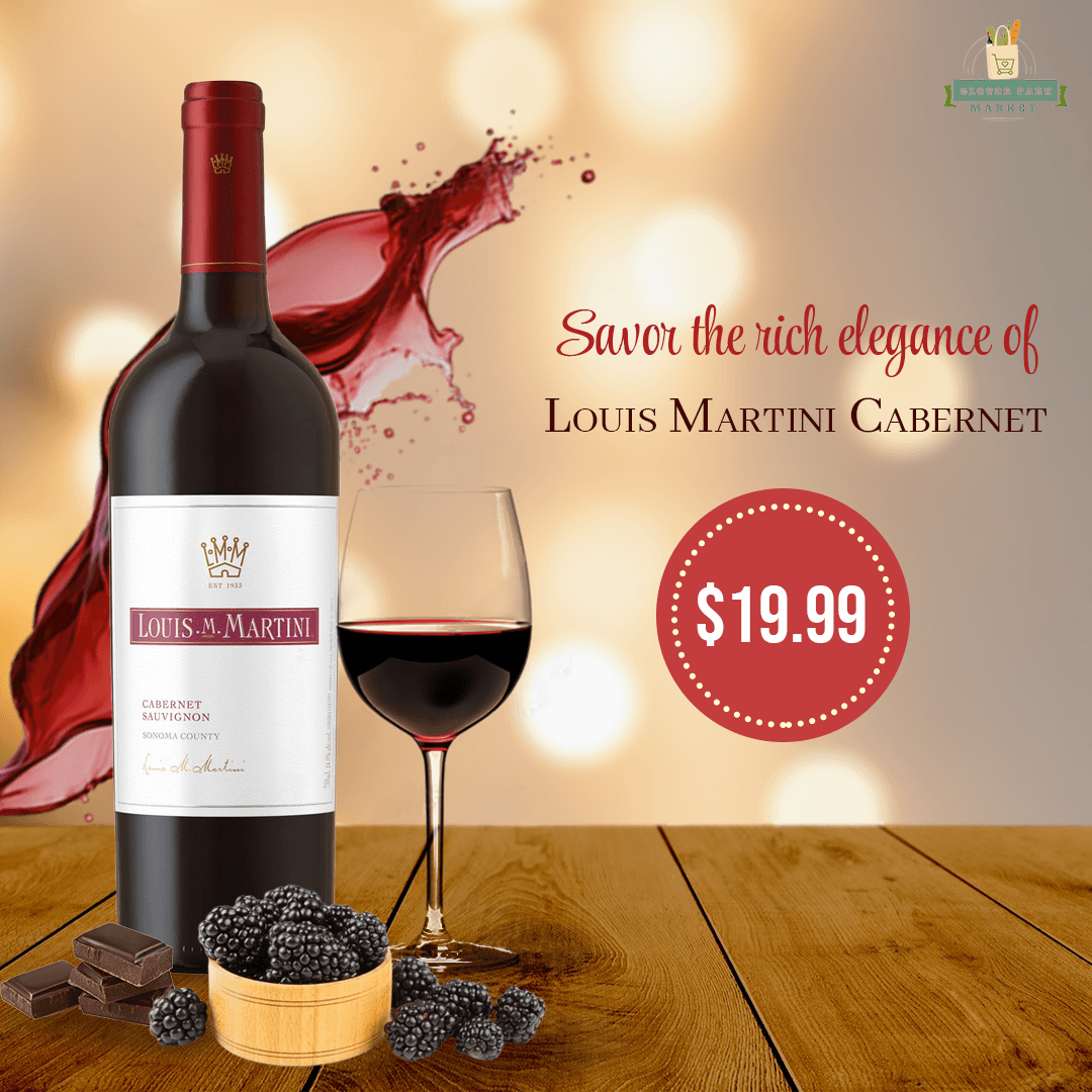 Promotional graphic for Louis Martini wine.
