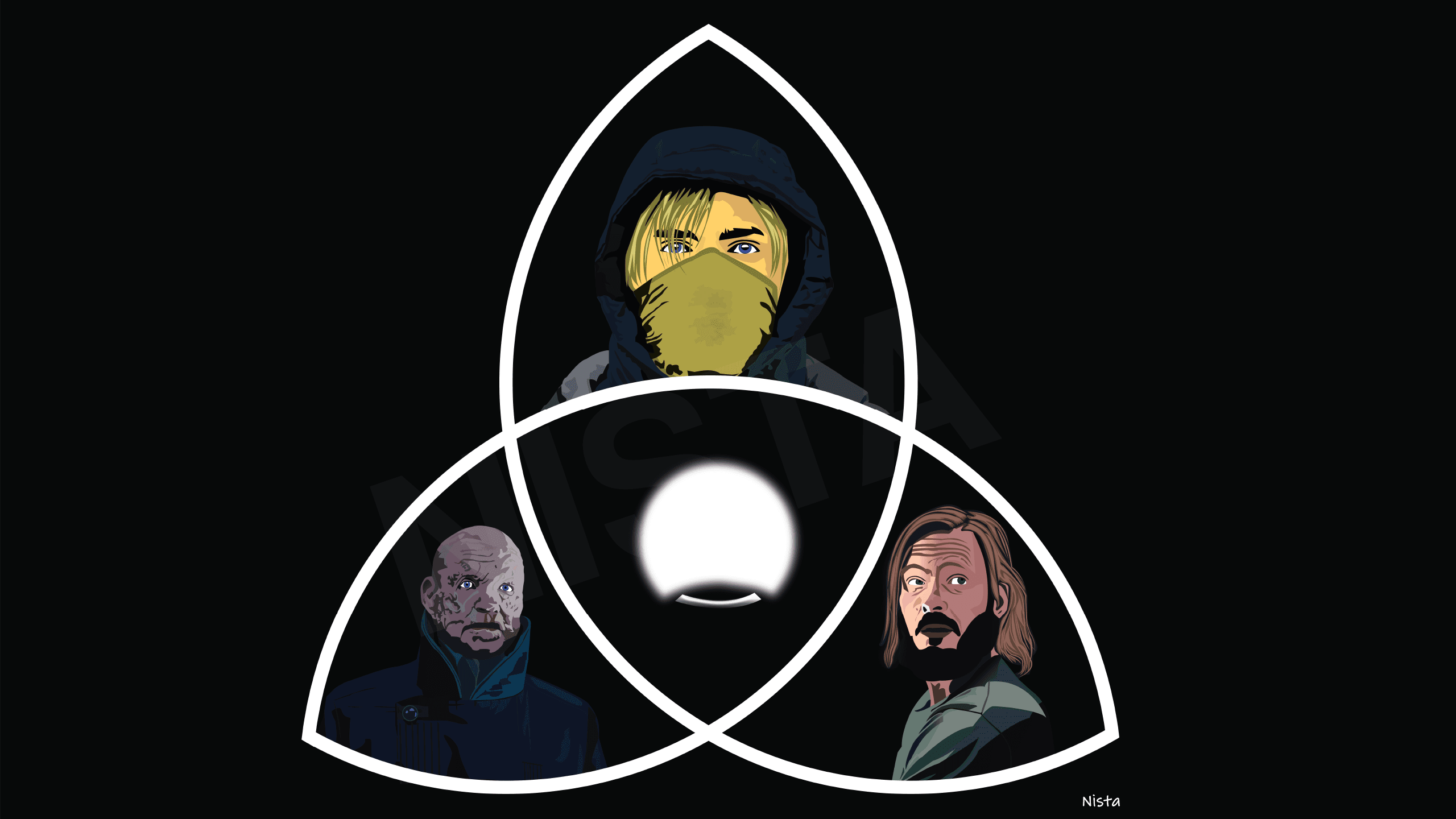 Vector illustration inspired by the TV series Dark, featuring a character in a yellow raincoat.