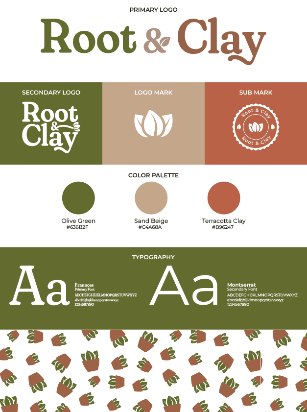 A logo design for Root Clay, featuring an abstract, earthy symbol.